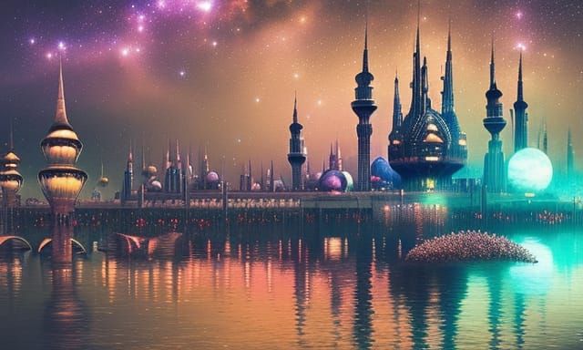 Foreboding Islamic Castle Kingdom Under Moonlight