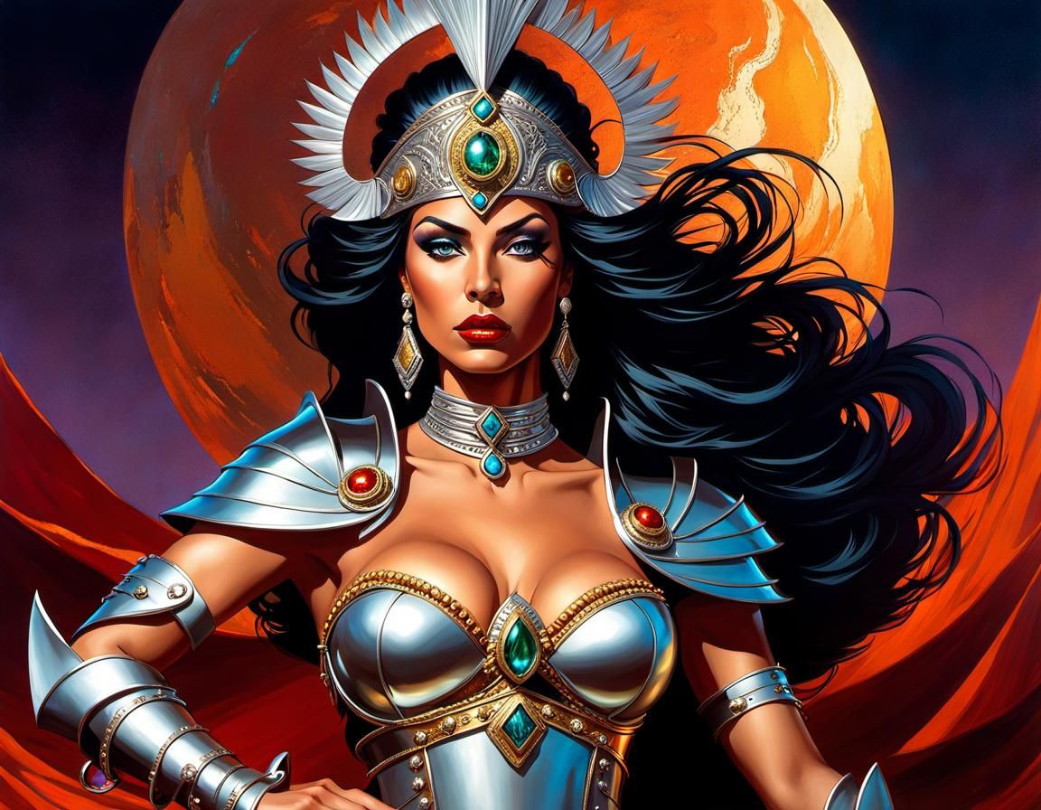 Martian Warrior Princess in Fantasy Oil Painting
