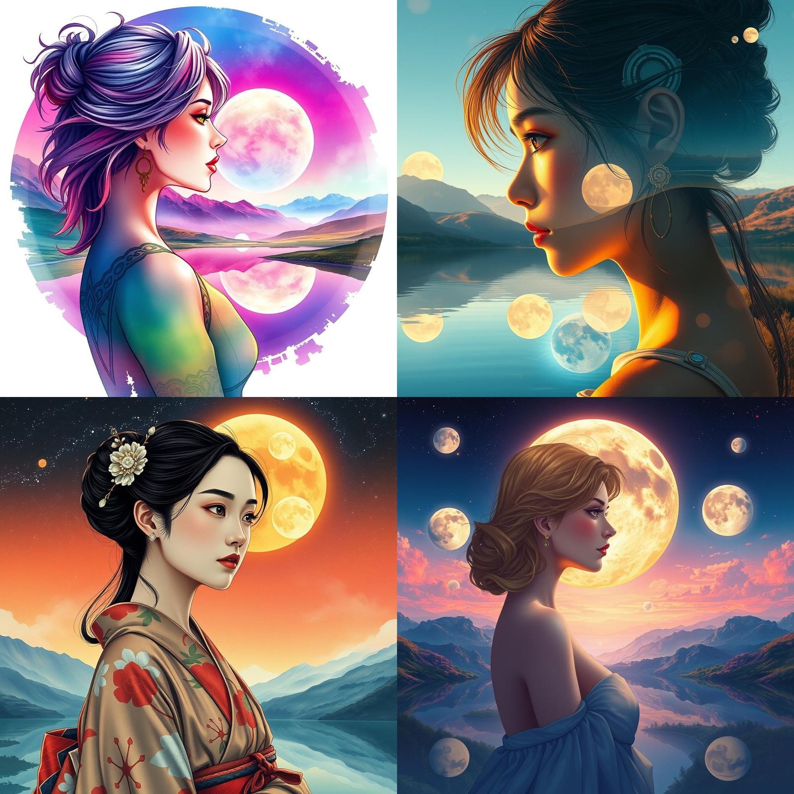 Anime-Inspired Double Exposure Portrait with Colorful Planet