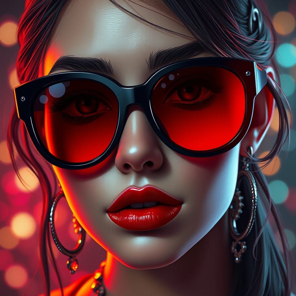 Cyberpunk Goddess in Glowing Splendor