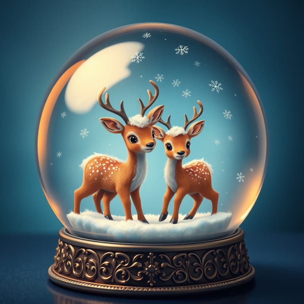 Fantastical Snowglobe Wonderland in Whimsical Artistic Style