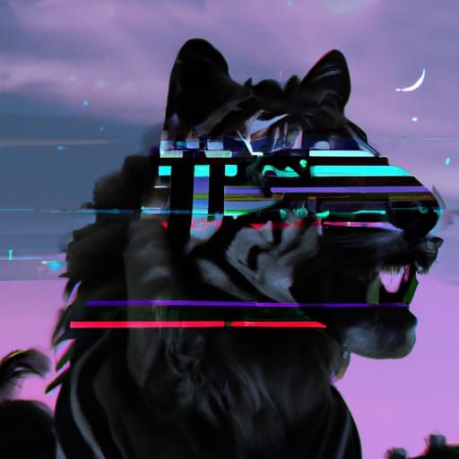 Glitchcore Tiger-Horse Hybrid in Solarpunk Style