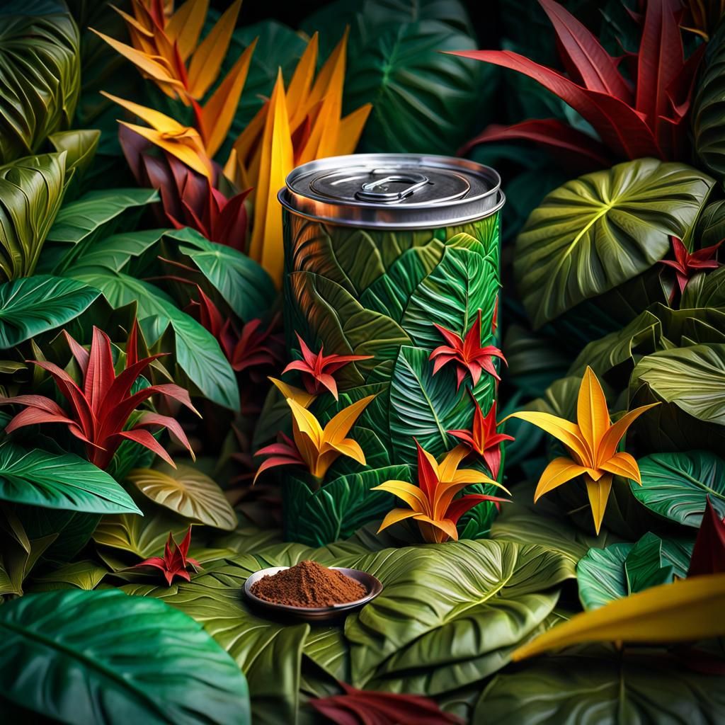 Origami Jungle World Emerges from Coffee Can