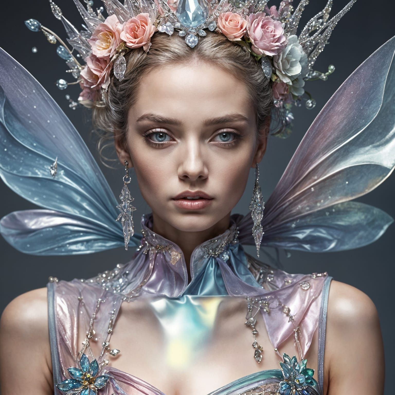 Ethereal Fairy Queen in Rainbow Crystal Ballgown