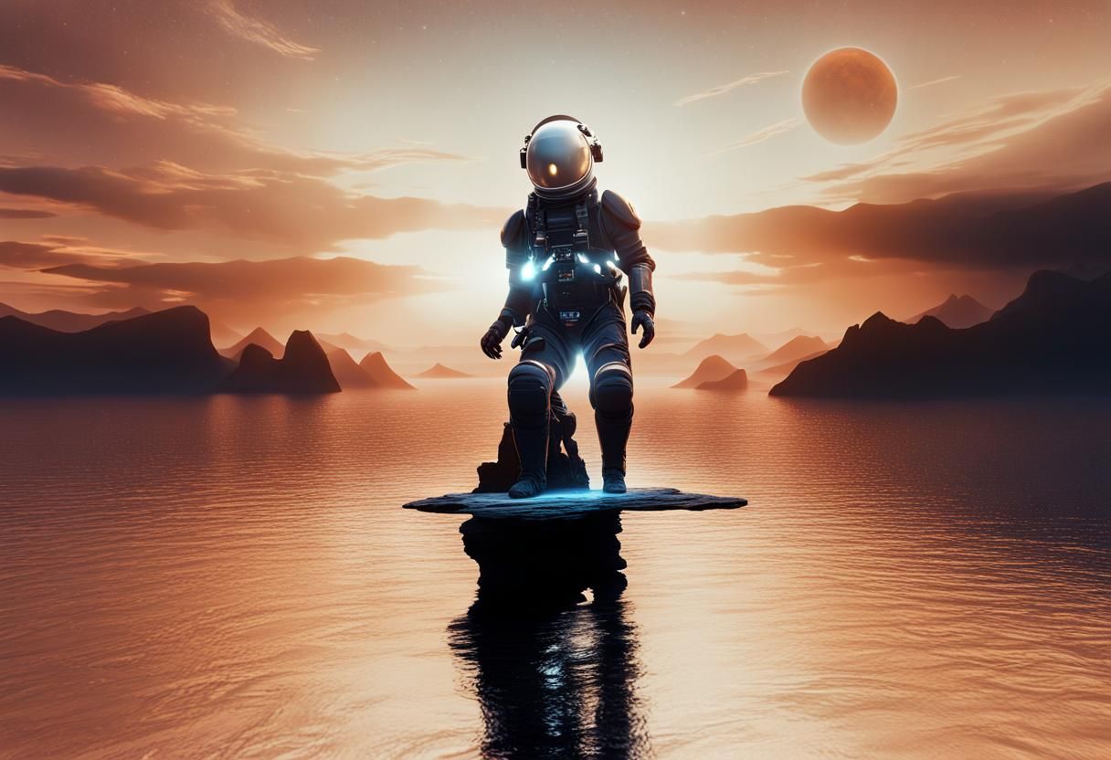 Futuristic Astronaut on Alien Planet in Photorealistic 3D