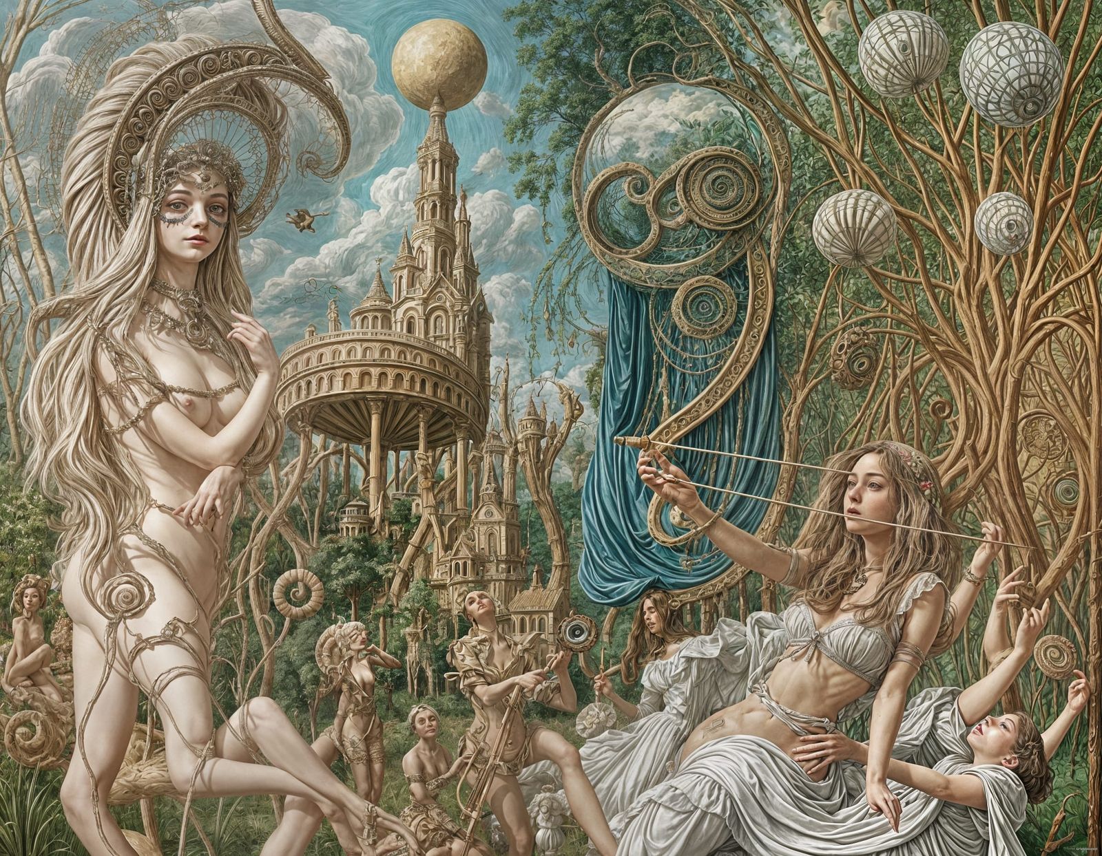 Surreal Croissant Dancer with Violin of Teeth