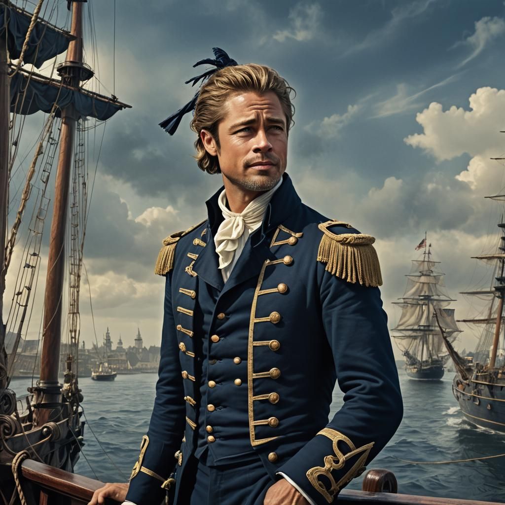 Naval Officer Portrait in Detailed Matte Painting Style
