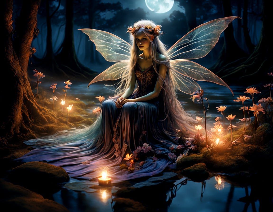 Bioluminescent Fairy Garden in Expressionist Style