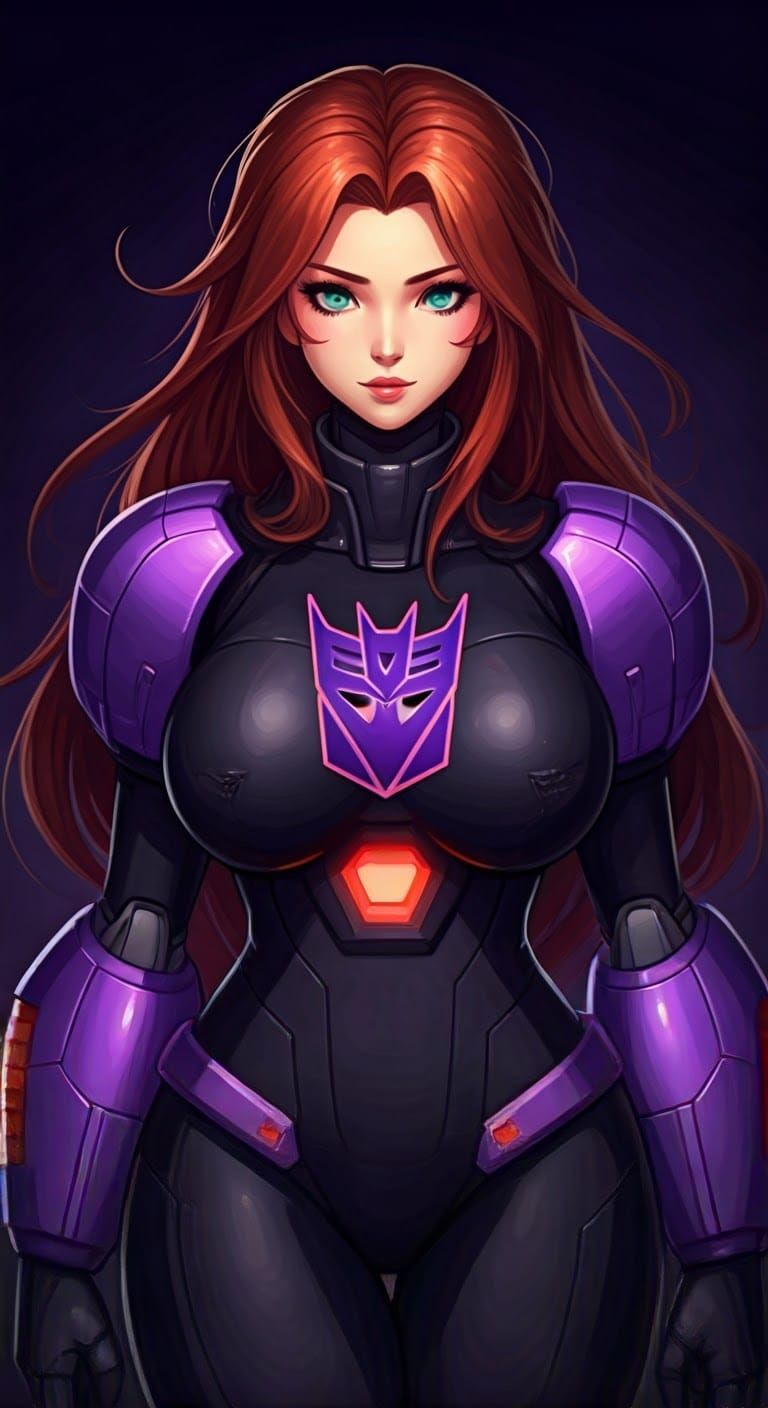 Sultry Decepticon Warrior in Megaman-Inspired Anime Style