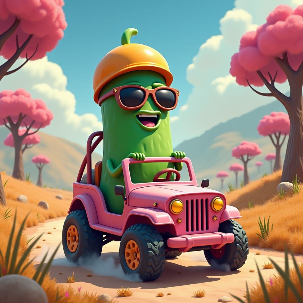 Pickle in Pink Jeep: Fantasy Concept Art