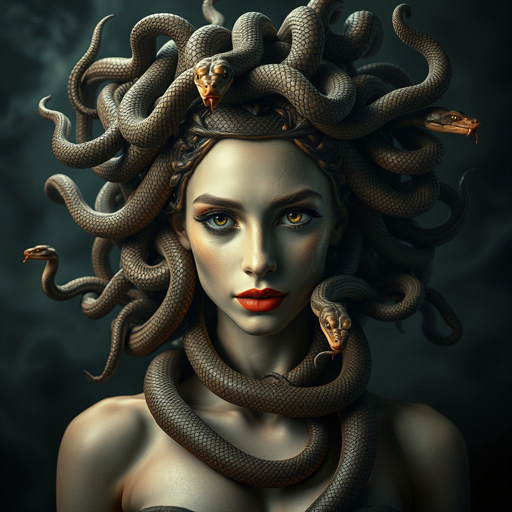 Medusa with Snakes in Dark Fantasy Style