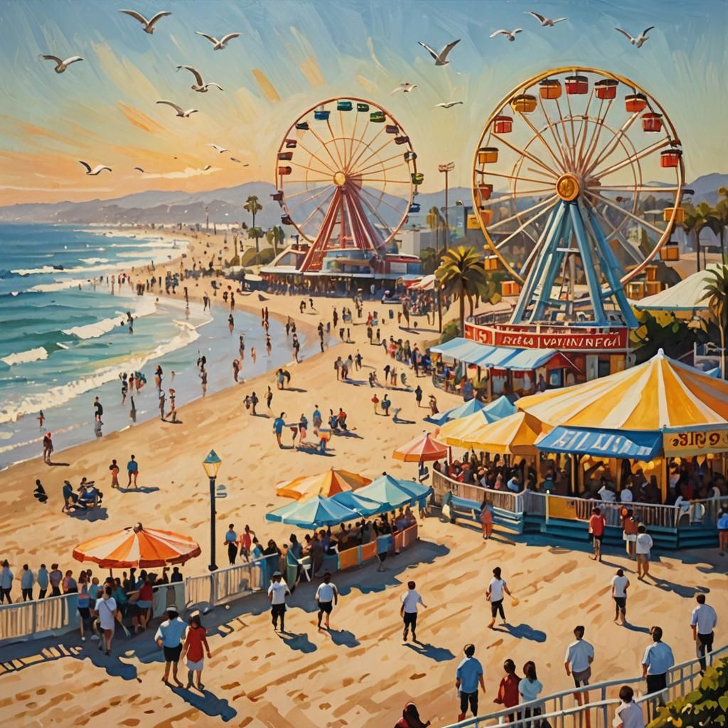 Santa Monica Amusement Park in California Impressionism