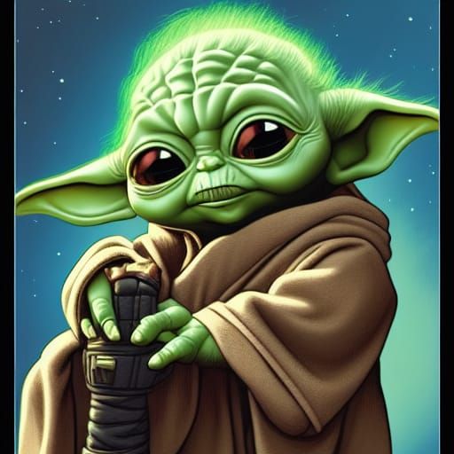 Baby Yoda Comic Book Art from The Mandalorian