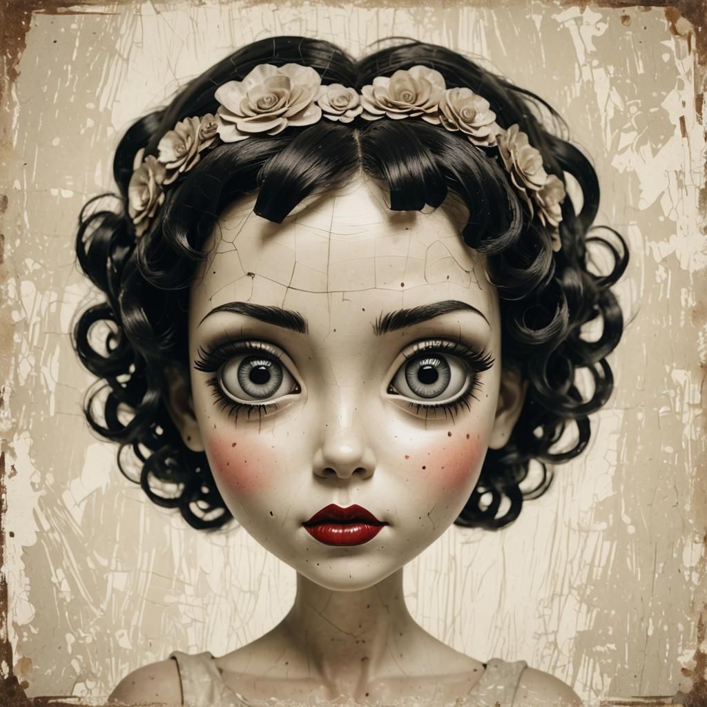 Avant-Garde Doll Caricature with Betty Boop Makeup