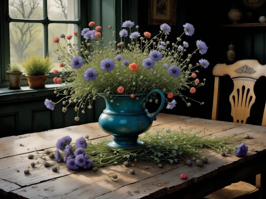 Surreal Victorian-Style Bouquet in a Chipped Cup, by Mysteri...