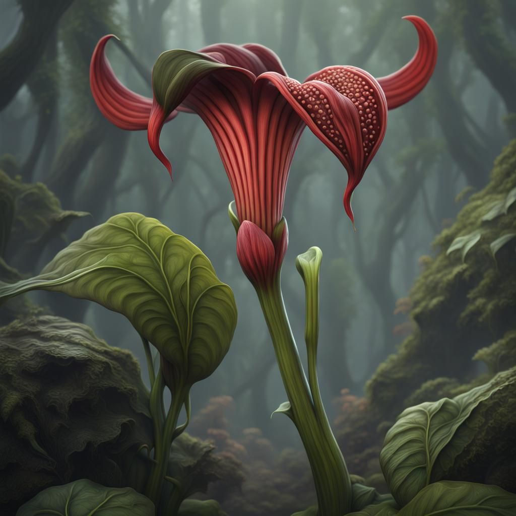 Fantastical Jack-in-the-pulpit Flower in Detailed Matte Pain...