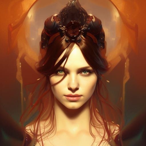 Queen Lilith Portrait in Art Nouveau Style