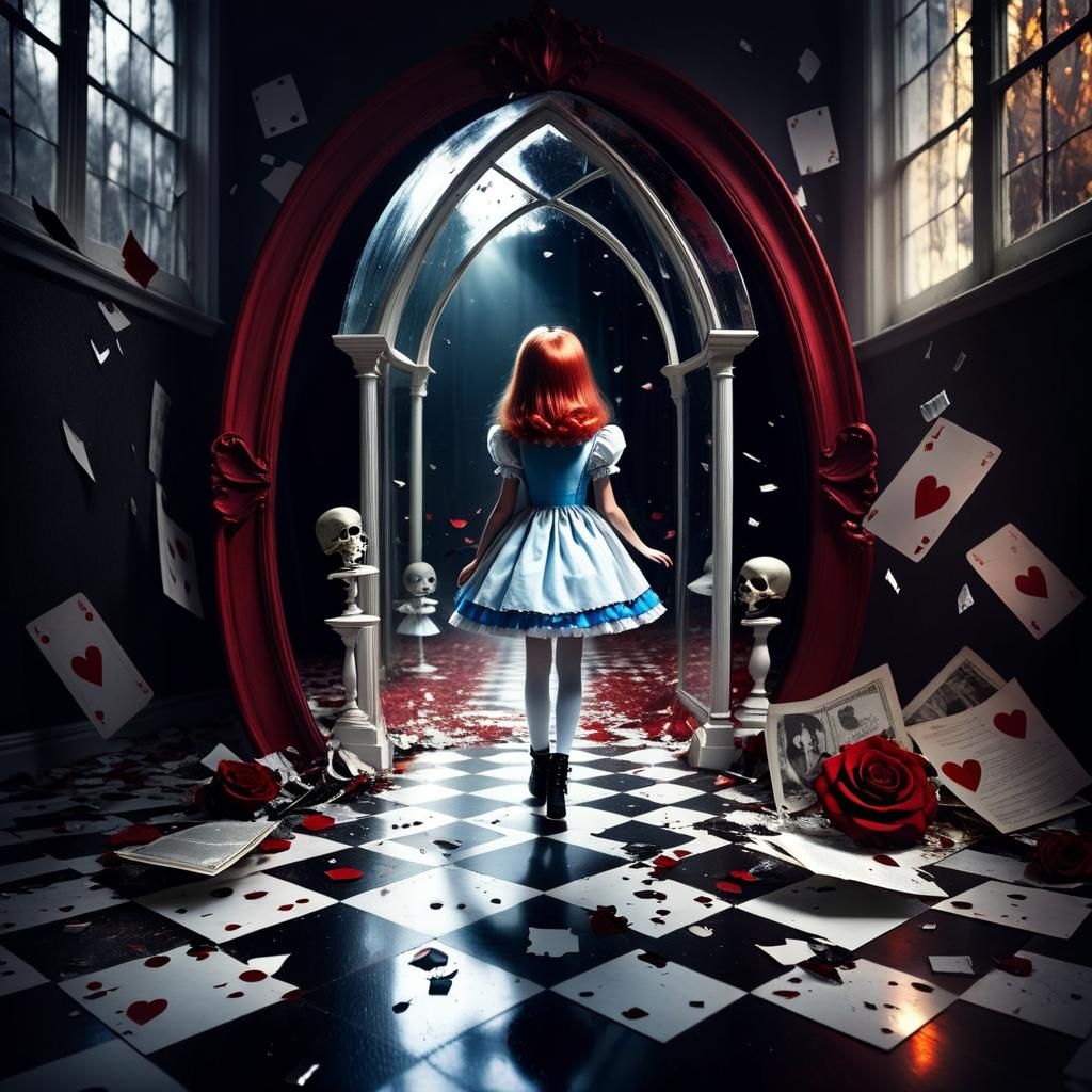 Macabre Porcelain Doll's Shattered Reality in Surrealism Sty...