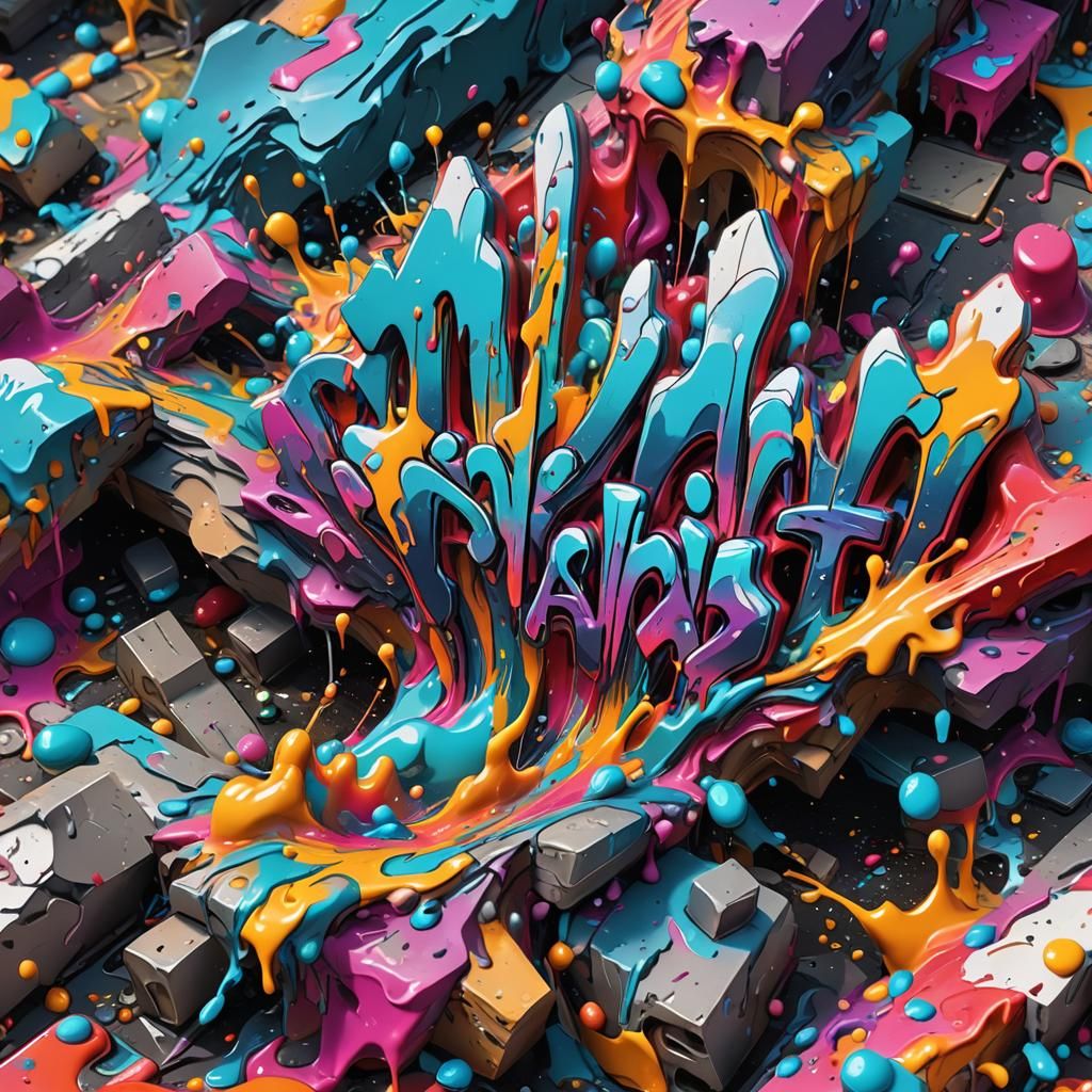 Mountains NFT in Graffiti Splash Art Style