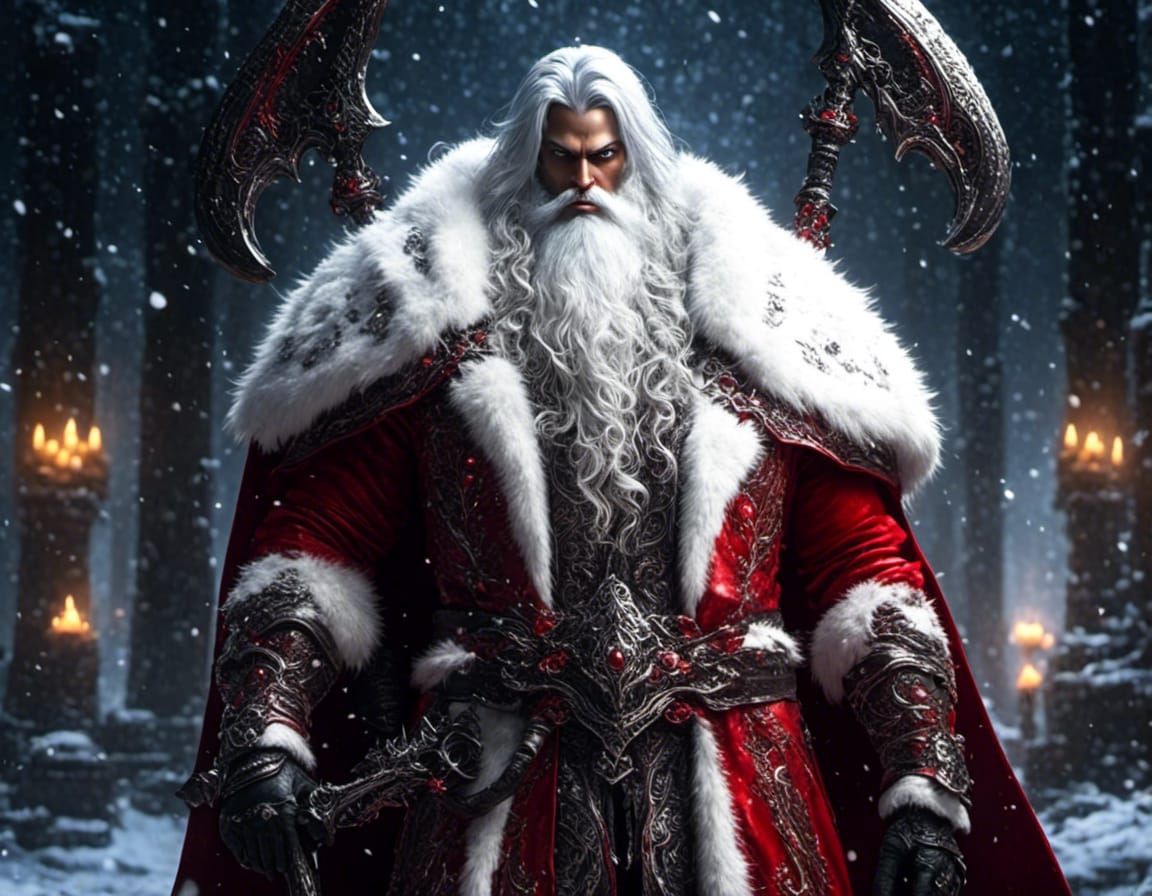 Santa Mage Warrior in Warcraft Armor