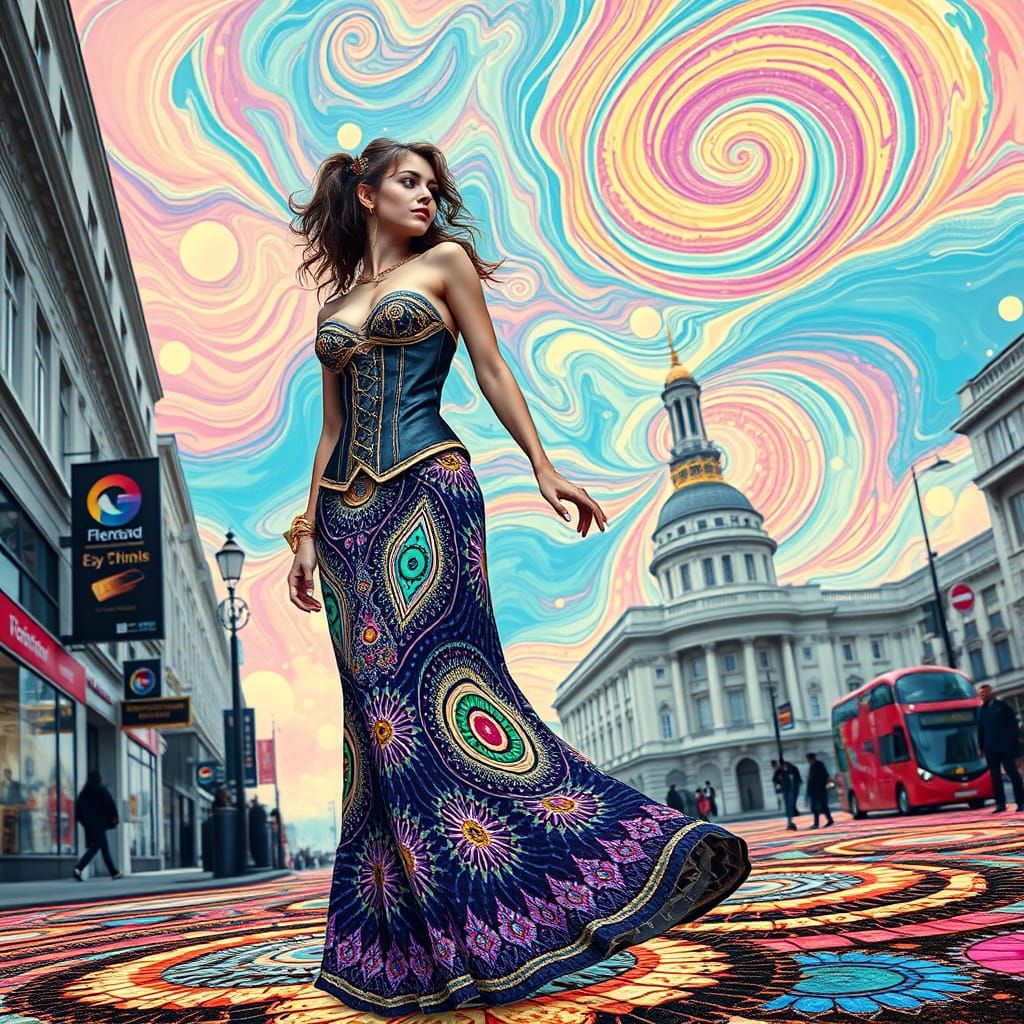 Steampunk Goddess in Whirling Rangoli Rhapsody