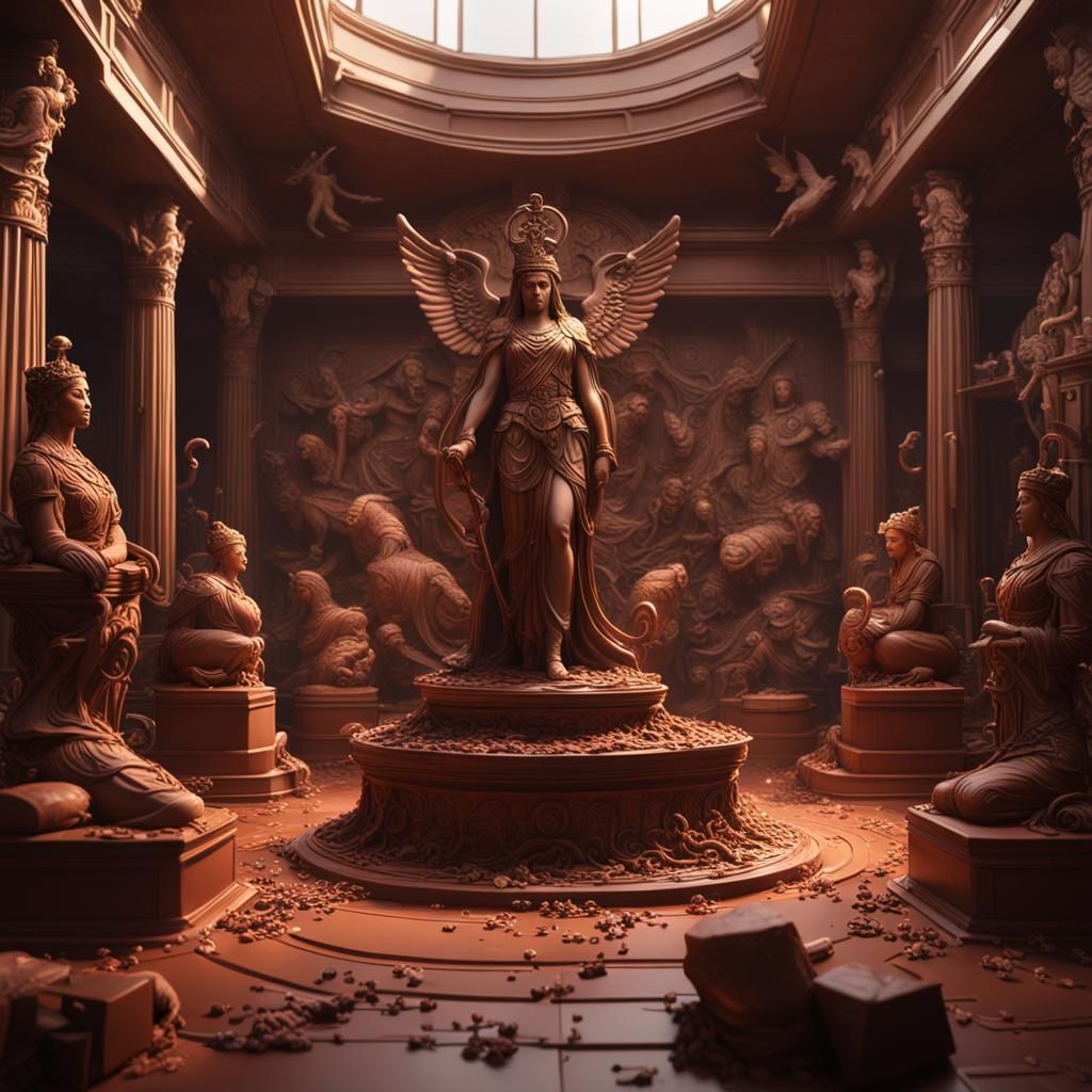 Chocolate Athena Sculpture Room: Fantasy Concept Art