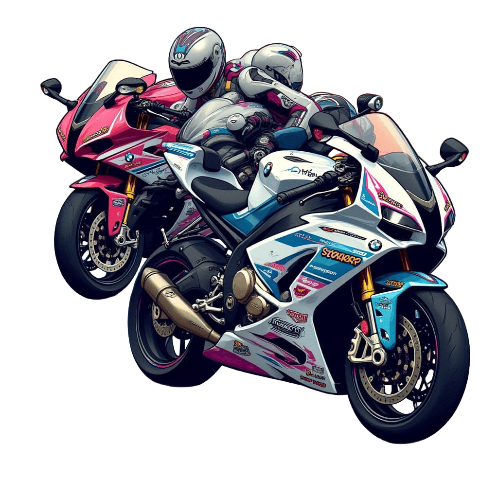T-Shirt Design with Overlapping BMW S1000RR Motorcycles