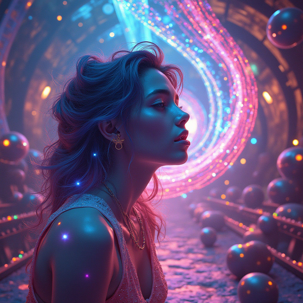 Luminescent Singer in Aurora Lights, Fantasy Concept Art