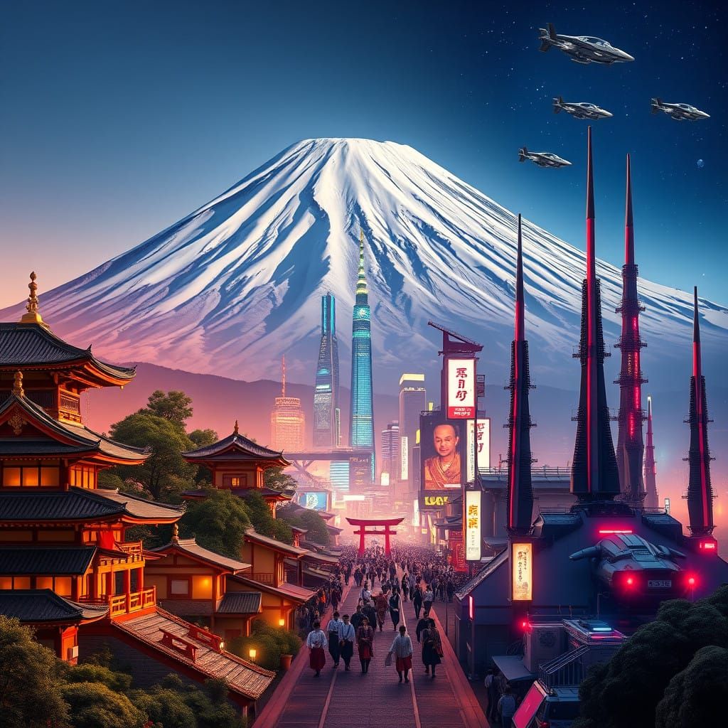 Japanese througout ages - seamless triptych