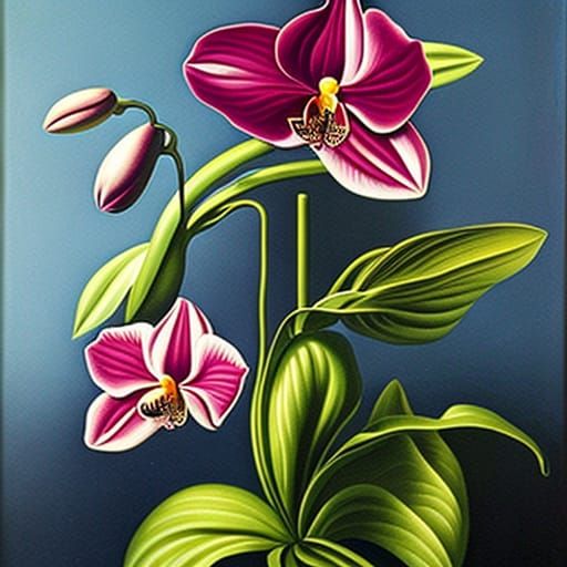 Orchids in Cubist Surrealist Expressionist Style