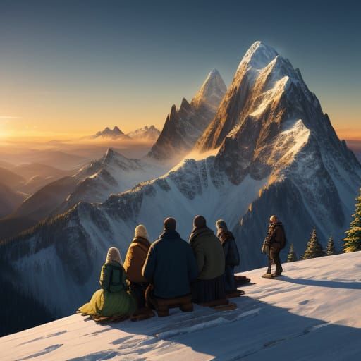 Family Summit View: Digital Matte Painting at Golden Hour