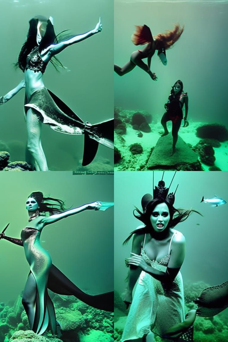 Terrifying Horror Mermaid in Bloody Waters