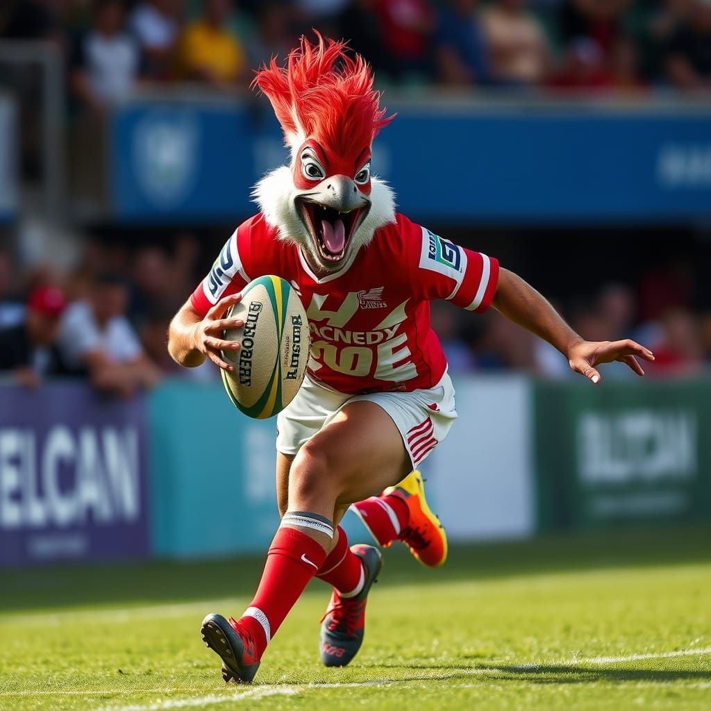 Rooster Scores Rugby Try