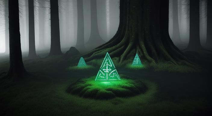 Hooded Figure with Rune Staff in Dark Fantasy Illustration