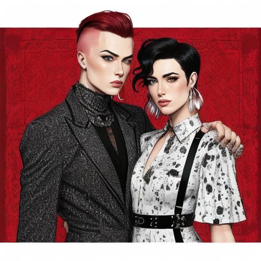 Stereotypical Butch and Femme Lesbian Couple