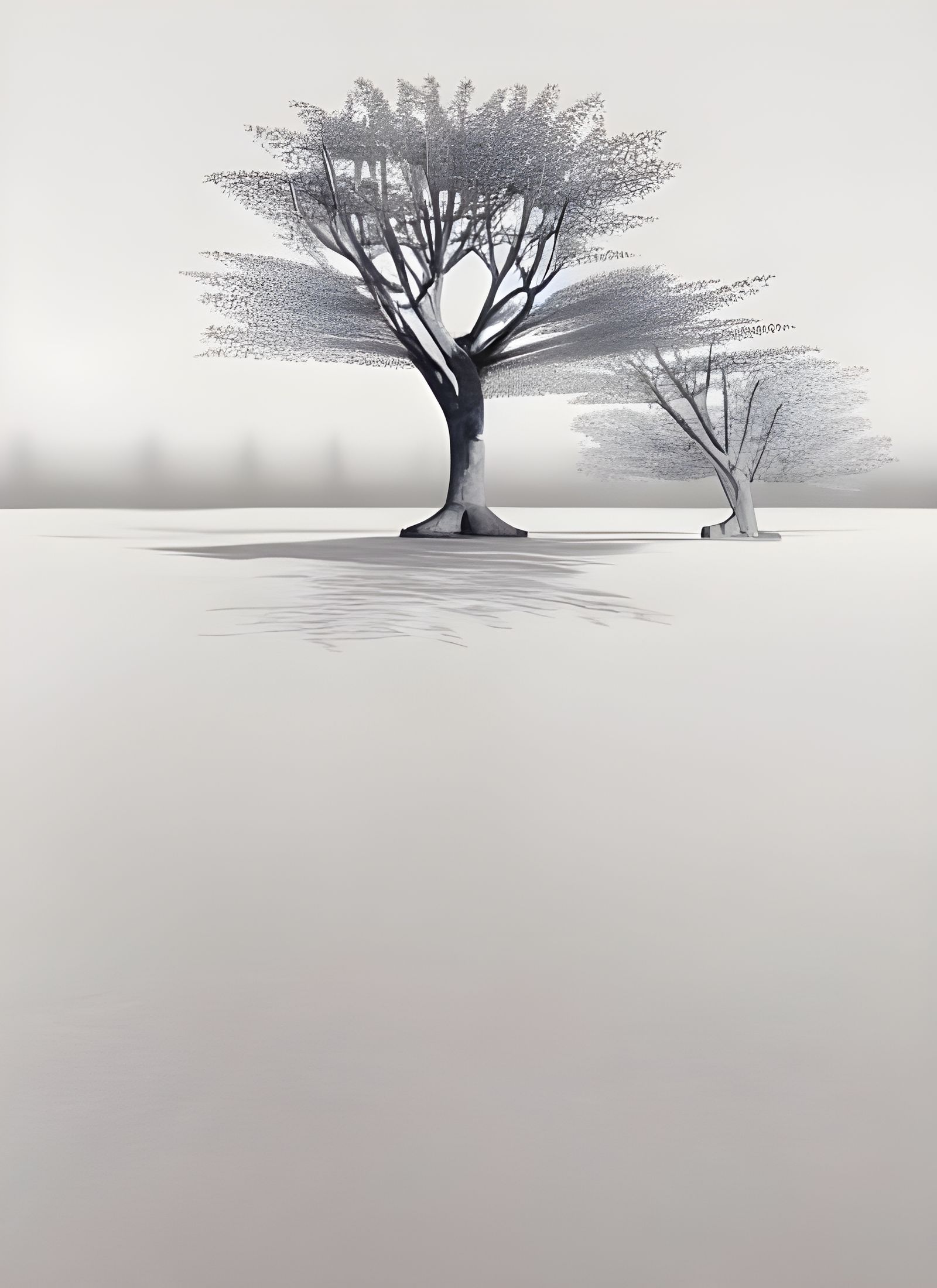 Photorealistic Tree with Sabattier Effect