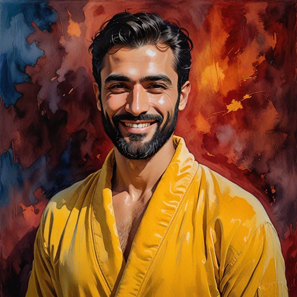 Elegant Turkish Man in Velvet Robe