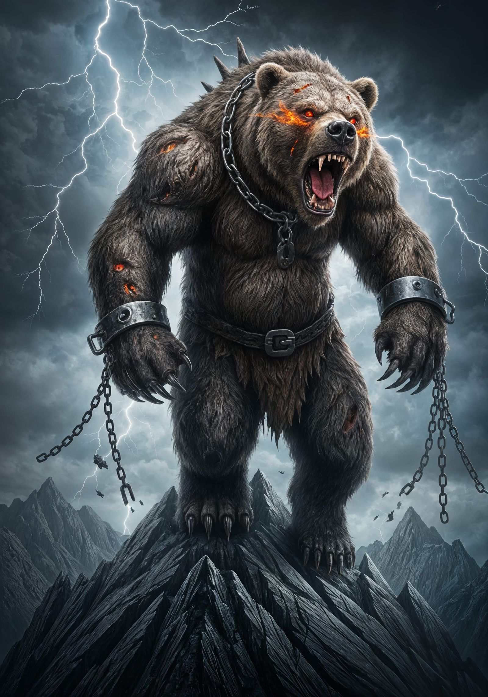 Giant War Bear Emerges From Mountains in Apocalyptic Fantasy