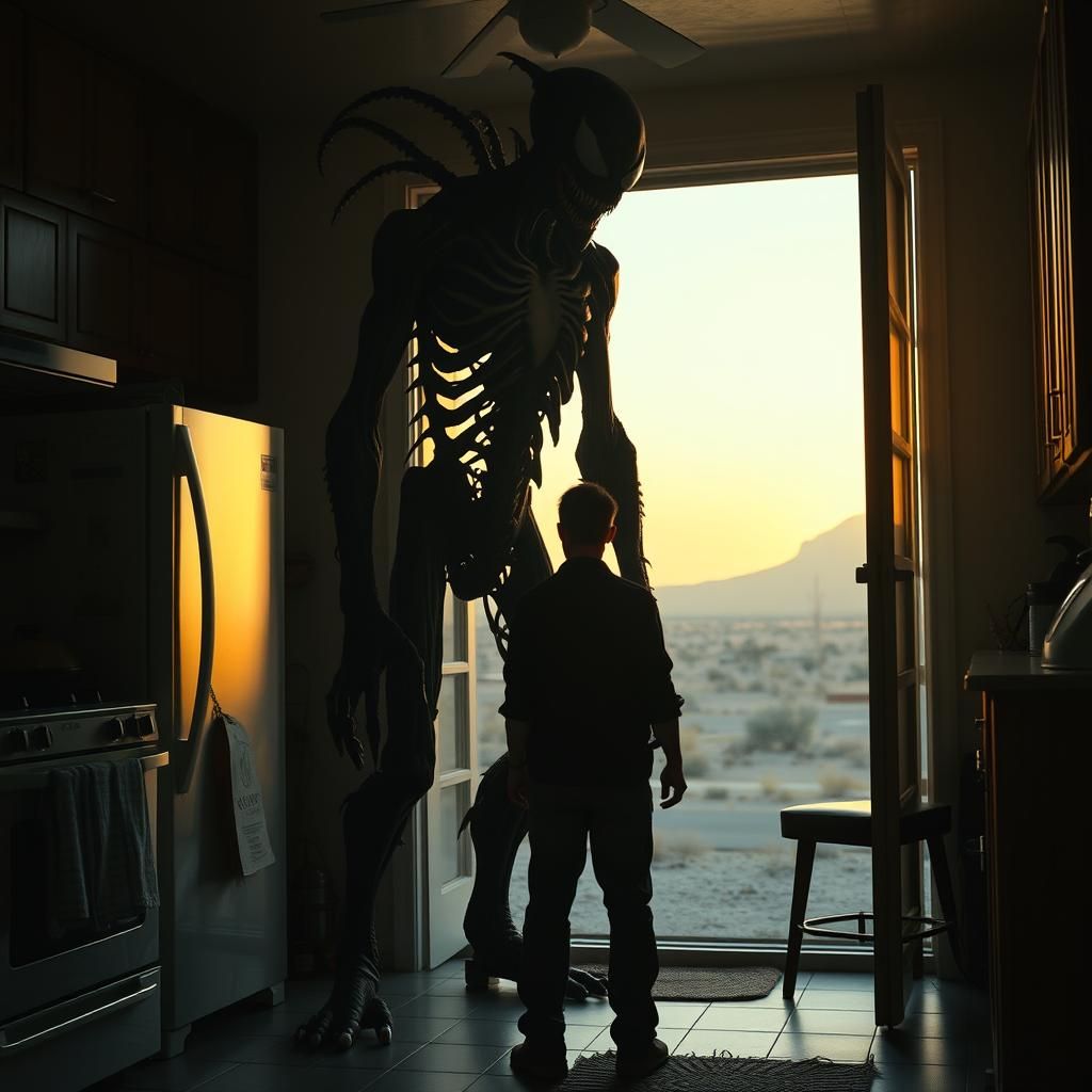 Terrifying Sleep Paralysis Demon in Kitchen at Golden Hour