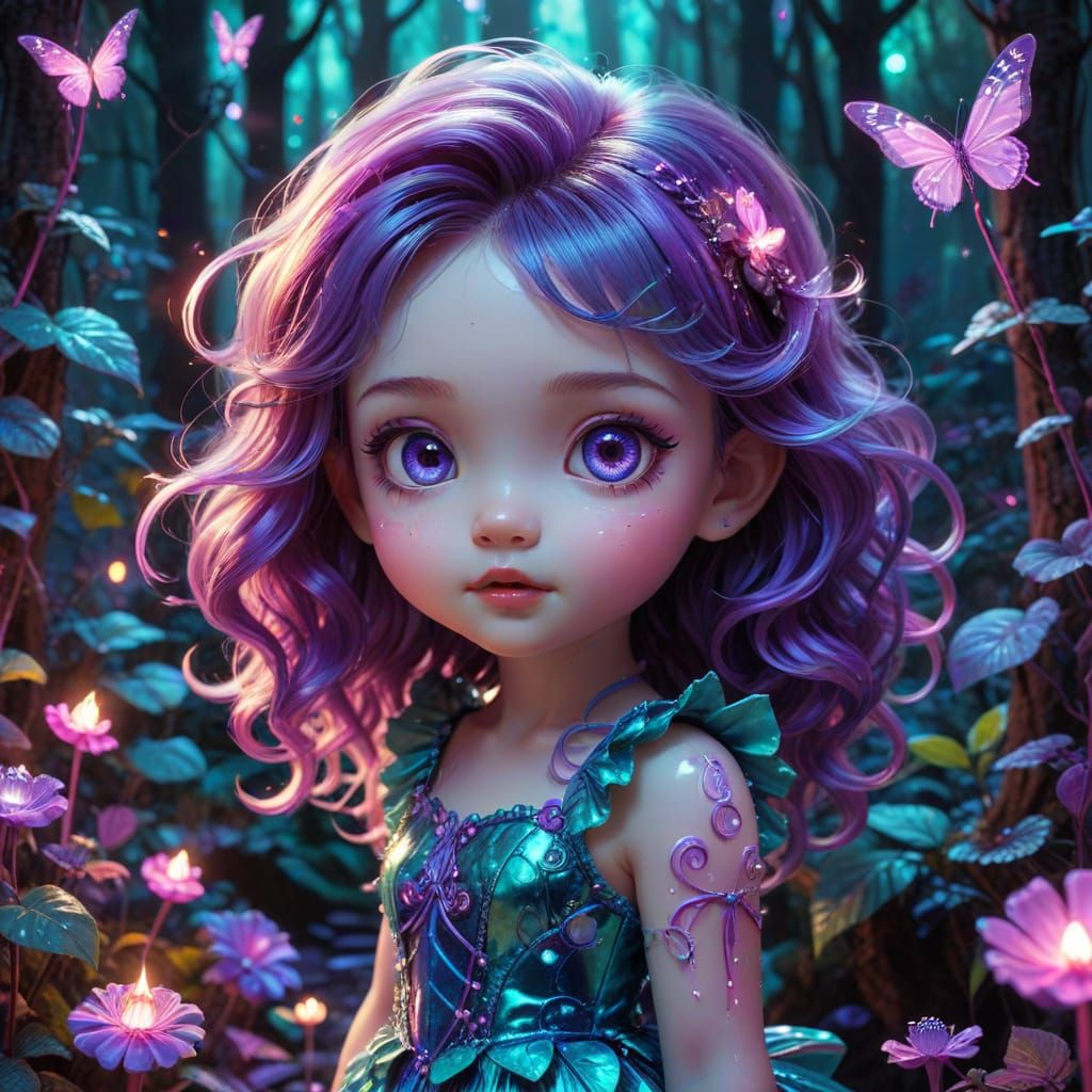 Baby Fairy in Candyland Forest: Chibi Digital Art