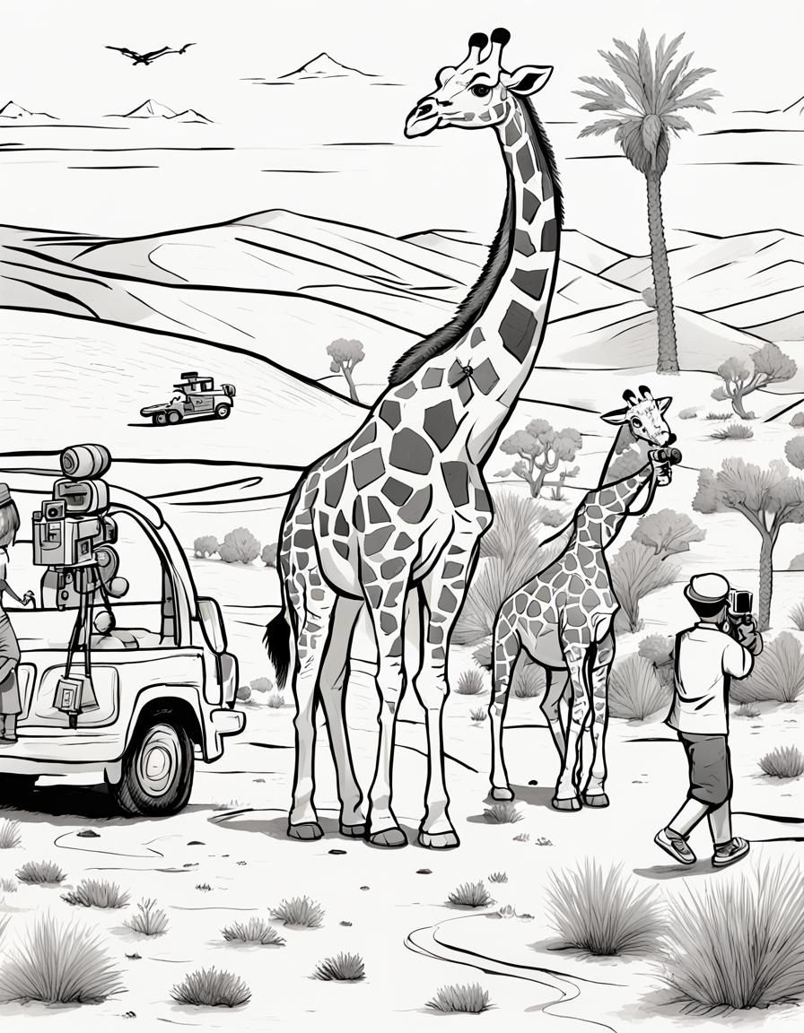 Movie Set in Sahara: Coloring Book Style
