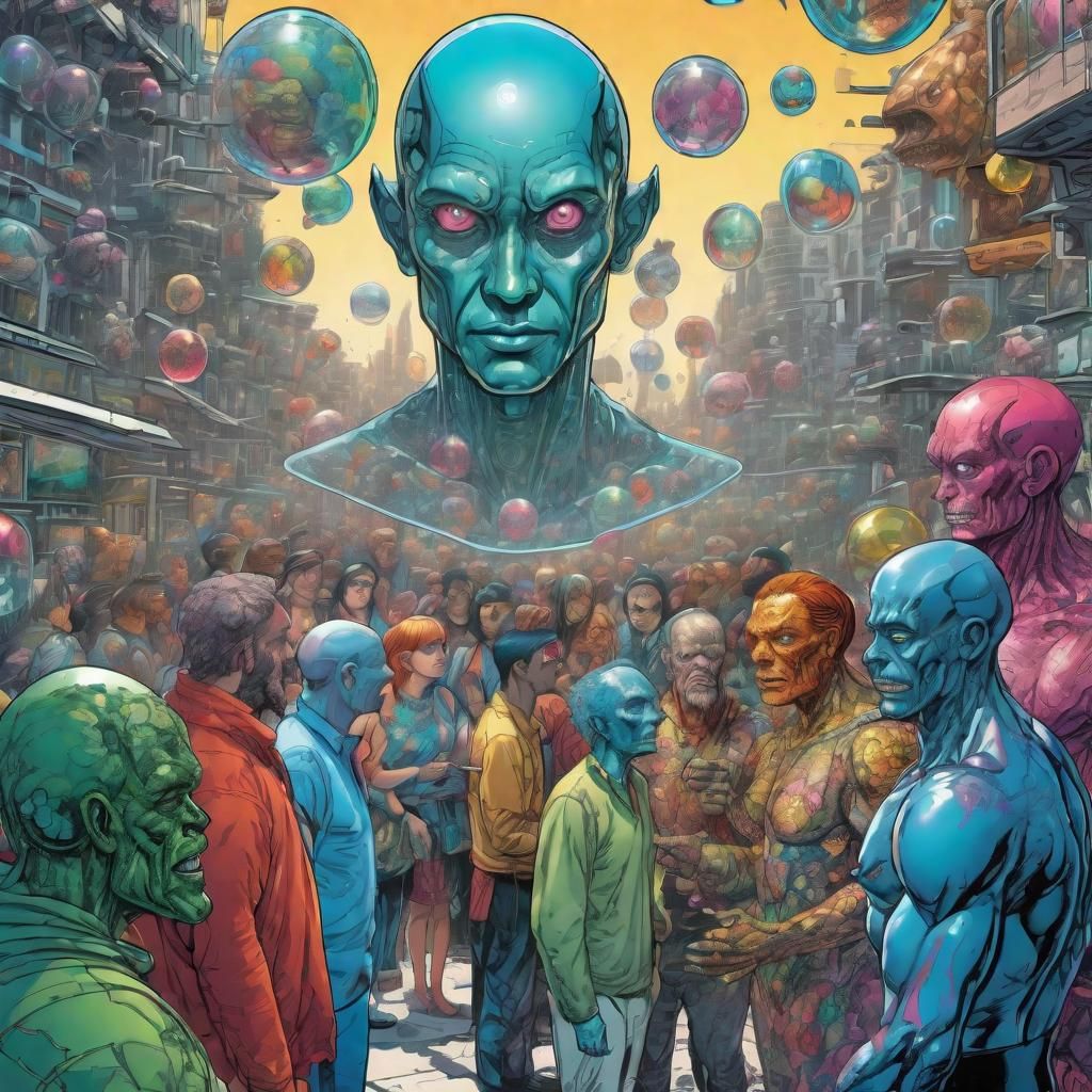 Utopian Society in Colorful Fantasy Land