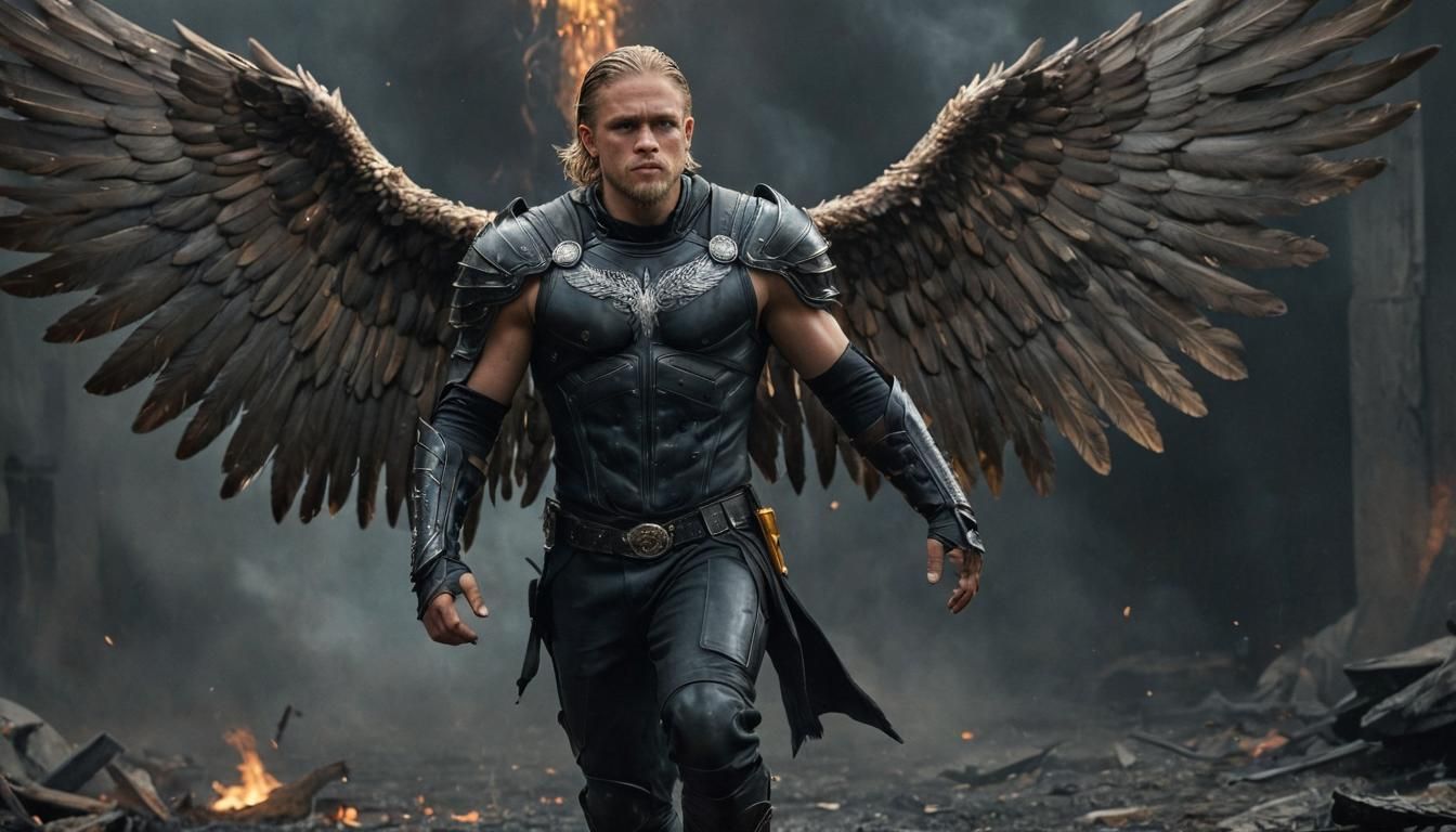 Charlie Hunnam as Hyperrealistic Archangel Concept Art