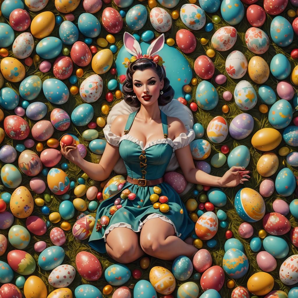 Vibrant Easter Goddess with Eggs in Fantasy Art