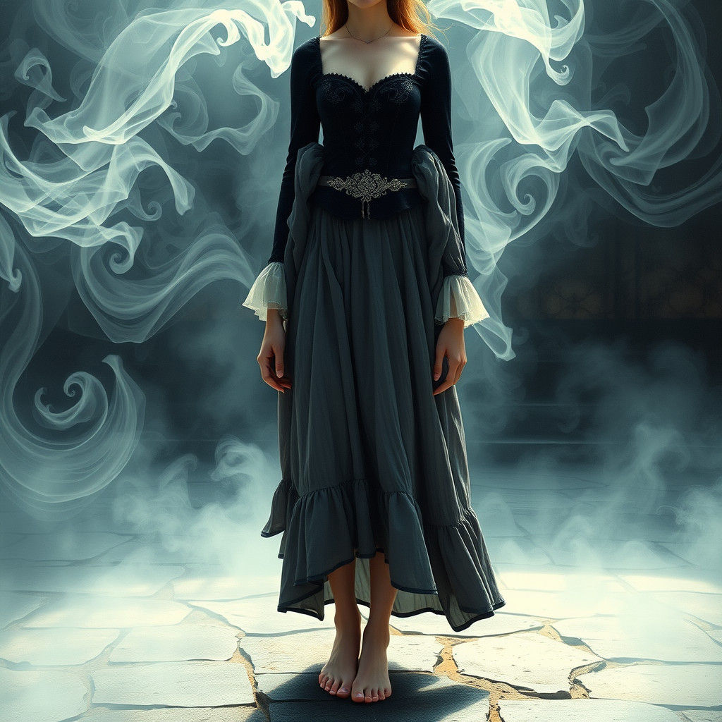 Mystical Woman in Medieval Attire: Fantasy Matte Painting