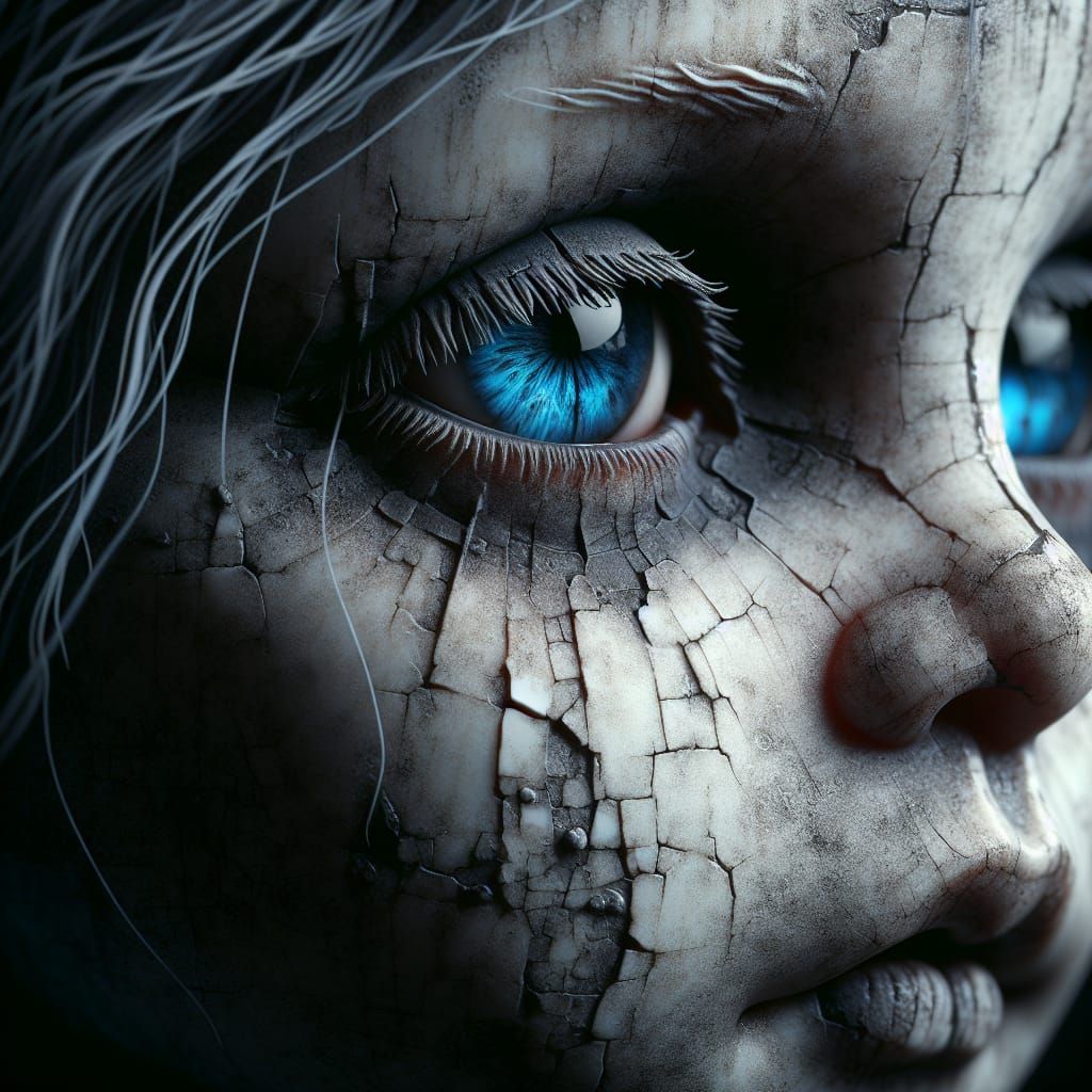 Eerie Gothic Doll with Cracked Surface