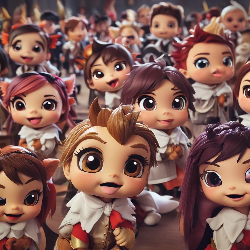 (Professional Photography Bokeh Sharp Focus DSLR 64 Megapixels HD 8K Closeup Shots Of A Small Group Of Cute Chibi Adorab...