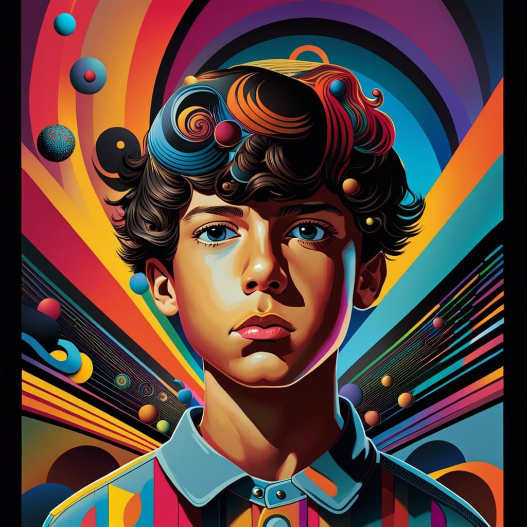 Youth Embodies Creative Flux in Naive Art Portrait