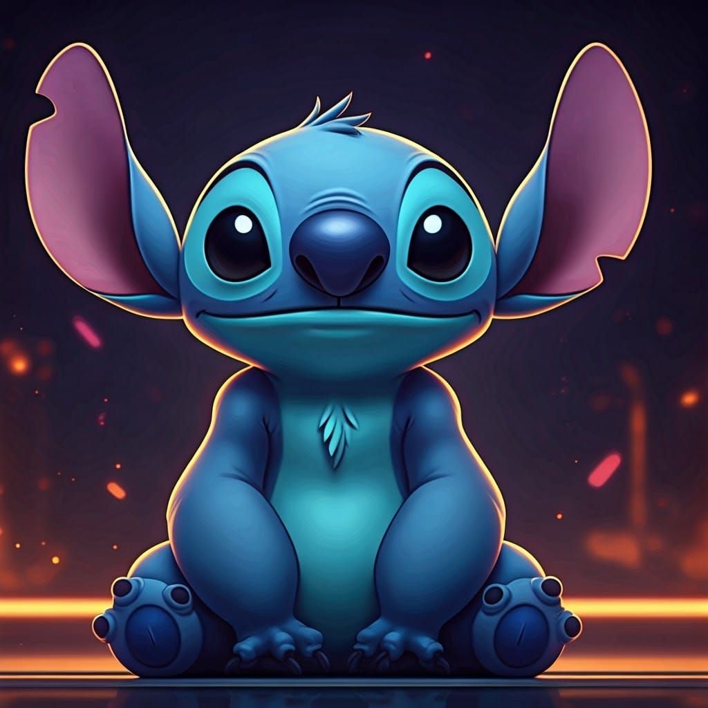 Detailed 3D Anime Illustration of Disney's Stitch