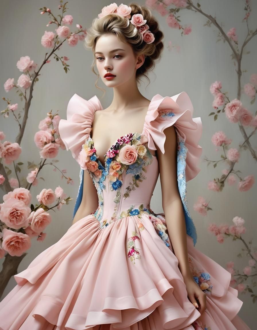 Glamorous Flawed Figure in Couture Frock